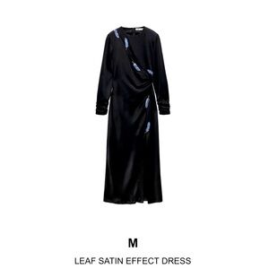 New! No tag.  Zara black satin effect dress with small sparkling leaves.Medium
